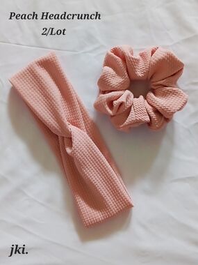 2/Lot Twist top Headband Scrunchie Hair Tie Set Peach